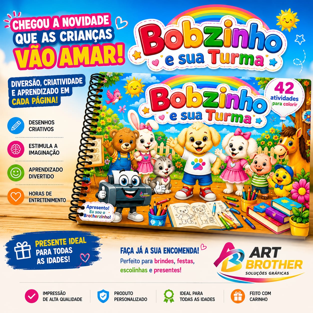 Livro de Colorir Bobzinho e sua Turma